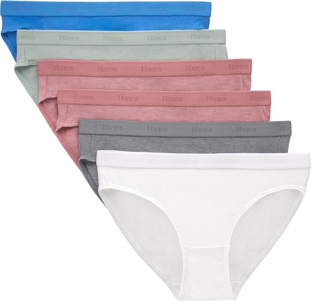 Hanes girls Originals Supersoft Bikini Underwear, Modal Rib Panties for Girls, 6-pack (14)