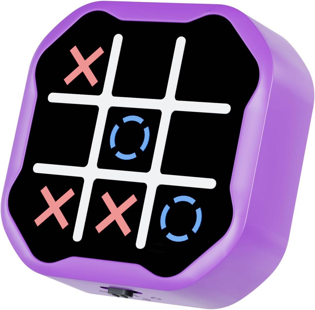 3 in 1 Electronic Tic Tac Toe Game, Handheld Digital Tic Tac Toe Bolt Game with Silent Mode, Portable Learing Toy Gift for Kids & Adults, Purple(One Pack) (Battery-Powered)
