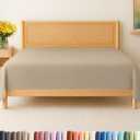 Twin Size Flat Sheet - Hotel Quality Top Flat Bed Sheet Only - Ultra-Soft, Comfy, Breathable & Cooling - Fade & Wrinkle Free - Easy-Care, Stain & Shrink Resistant Bedding - Oeko-Tex - Heathered Beige