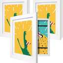 Giverny Kids Artwork Picture Frames 10x12.5 White 3 Pack, Glass Kids Artwork Frames Changeable for Wall Mount, 10x12.5 Frame with 8.5x11 Mat, for Kids Art Drawings Art Projects A4 Schoolwork
