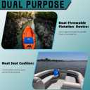 Boat Throwable Flotation Cushion,Emergency Marine Throwable Seat Cushion and Boat Throw Flotation Devices for Kayaks Canoes,Coast Guard USCG Approved Type IV PFD,Blue-2PK, 16''Wx14''Lx2.7''H