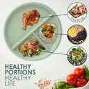 2 x 9" Portion Control Plate - Divided Dinner Plate with Dividers for Adults & Kids - BPA Free, Wheat Straw & PP Construction, Modern Style, Microwave, Dishwasher & Freezer Safe (Pack of 1, Mint Green)