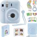 Fujifilm Instax Mini 11 Camera with Fujifilm Instant Mini Film Bundle with Deals Number One Accessories Including Carrying Case, Selfie Lens, Photo Album, Stickers (Blue)