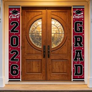 4 x 2026 Graduation Decorations,Congrats Grad Banner Backdrop for Class of 2026 Decorations- Maroon Graduation Party Decorations