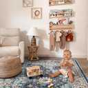 Washable Oriental Area Rug - 9x12 Rugs for Living Room Soft Carpet for Bedroom Waterproof Floral Distressed Indoor Stain Resistant Non-Shedding Floor Carpets (Blue/Teal/Orange, 9x12)