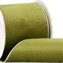 VATIN Green Velvet Wired Ribbon 4" Metallic Grass Green Velvet Christmas Ribbon for Floral Arrangements Wrapping Gifts Stylish Decor Creation -Continuous 10 Yards