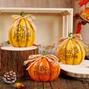 SAND MINE 3 Pcs Resin Thanksgiving Pumpkin Set, Fall Pumpkin Centerpiece for Fall Thanksgiving Harvest Home Decorations