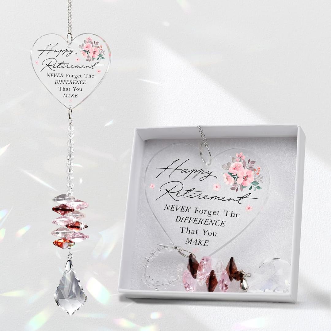 4 x Retirement Gift for Woman, Men - Suncatcher Decor - Best 2025 Retired Gifts for Women, Men, Friends, Coworker, Teacher, Funny Retirement Gifts