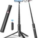 TONEOF 67" Cell Phone Selfie Stick Tripod,Smartphone Stand All-in-1 with Integrated Wireless Remote,Portable,Lightweight,Extendable for iPhone/Android(Black) (67(None magnetic))