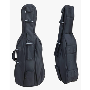 Cello Gig Bag, 4/4 Size, Nylon Exterior, 20mm Thick Foam Padding, Adjustable Backstraps, Multiple Pockets, Front Accessory Storage, Back Sheet Music Pocket, Cello travel soft case (Black)