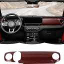 RT-TCZ Center Console Trim Cover Dashboard Control Panel Cover Decorative Interior Accessories Compatible with Jeep Wrangler JL JLU & Gladiator JT 2024+,Red Carbon Fiber