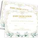 Greenery Baby Baptism Dedication Certificate, 25 Pcs Christening Certificate, Baby Dedication Christening Gifts for Girls Boys, Church Baptism Gifts for Baby 8x10In
