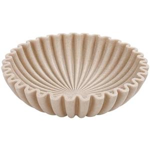 YMXYJM Large Decorative Bowl, Modern Handicraft Bowls for Home Decor, Decorative Fruit Bowl for Kitchen Counter, Ruffle Decor, Stylish Key Bowl for Entry Table, Artificial Stone Beige