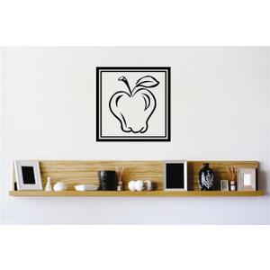 Design With Vinyl Wall Decal Apple Fruit with Leaf Bedroom Stickers Room Decoration - Size: 17 Inch X 17 Inch (Black)