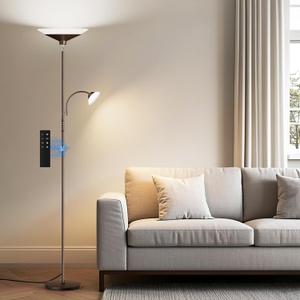 SIBRILLE Brown Torchiere LED Floor Lamp - 72" Rotating Standing Lamp with Remote, 34W Dimmable Floor Light with Color Changing, Tall Bright Corner Lamp for Reading Living Room Bedroom Office