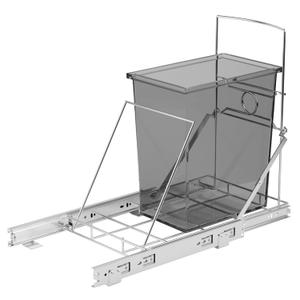Upgraded Stainless Steel Pull-Out Trash Can Holder, Heavy-Duty Slide-Out Cabinet Organizer for 711 Gallon Bins, Silver(Trash Can Not Included)