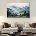 ARPEOTCY Extra Large Vintage Framed Wall Art, 36x54 Inch Watercolor Blue Ridge Mountains Forest Landscape Hanging Framed Canvas Print Art for Living Room Bedroom, Farmhouse Above Bed Wall Decor