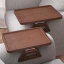 Danfoxer 2 Pack Couch Arm Tray, Bamboo Folding Sofa Tray, Sofa Armrest Tray Clip-On Couch Desk for Drinks, Snacks, Phone, Remote Contro (Brown）