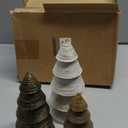 Roowest Neutral Resin Tree Figurines Brown Textured Decorative Figurine Set Farmhouse Indoor Tabletop Tree Statues for Holiday Desk Decor Centerpieces Ornaments Gifts