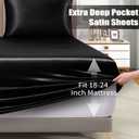 VACVELT 3pcs Extra Deep Pocket Satin Fitted Sheet Set King Bed Set, Black Bottom Sheet Fit 18-24 Inch Deep Pocket Mattress, Silky Bedding Set Soft & Ultra Deep Fitted Sheet & 2 Pillowcase