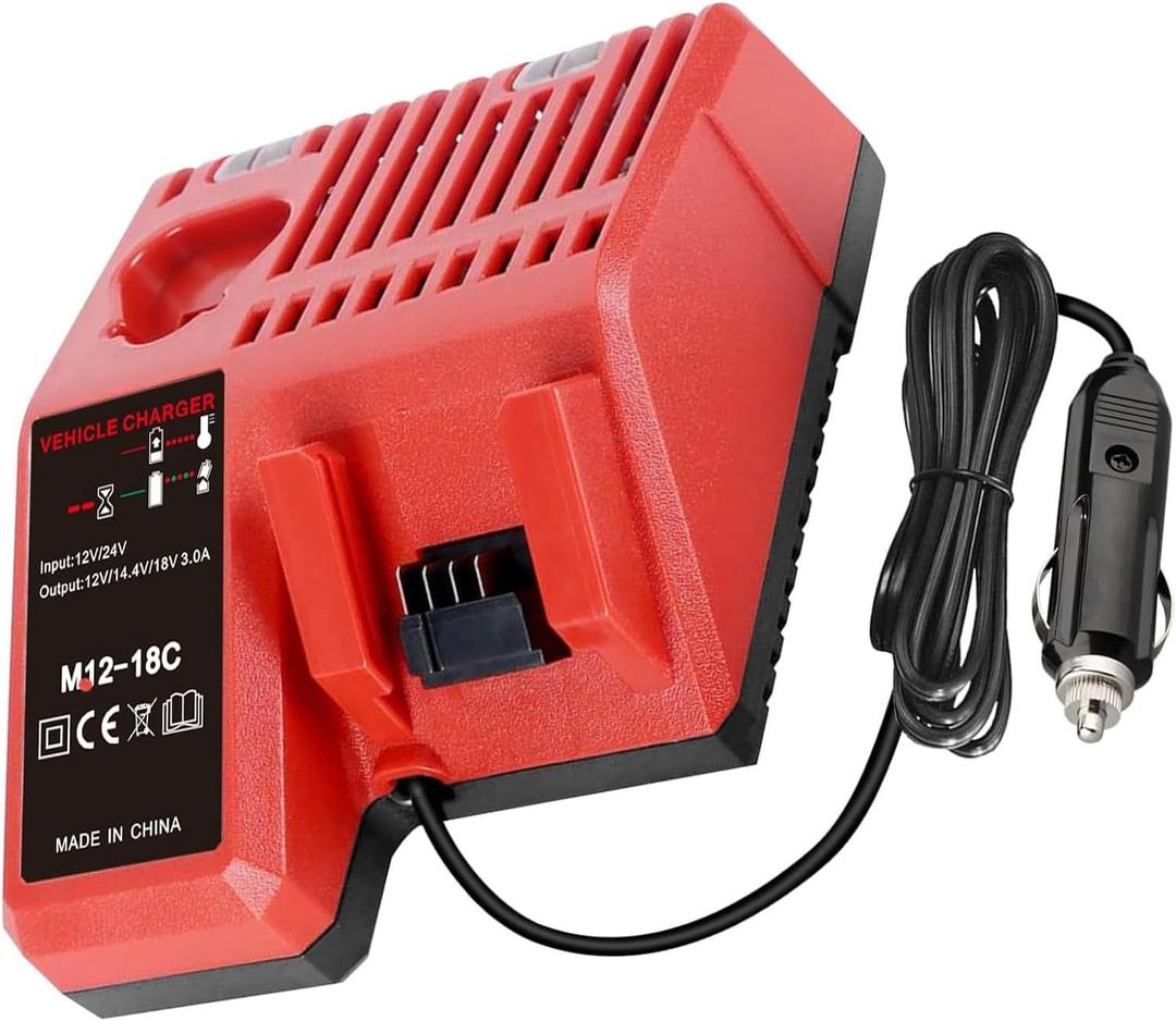 URUN Replacement for Milwaukee Electric Tools Corp 48-59-1810 Vehicle or M-12 M-18 Car Charger,for Milwaukee 48-11-2420 48-11-1815 48-11-1840 48-11-1841 48-11-1850 12V 18V XC Lithium-ion Battery
