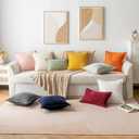 MIULEE Decorative Throw Pillow Covers for Couch Bed Livingroom 18x18 Inch Set of 2 Beige Boho Accent Throw Pllows Broadside Striped Patchwork Soft Corduroy Pillowcases