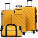 Luggage Sets 5 Piece,Suitcases with Wheels, Hard Case Luggage with Detachable Spinner Wheels,Carry On Luggage Set (5 Piece Sets (20"/24"/28"/DB/TB)) (MangoYellow)