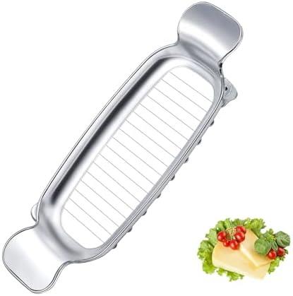 Butter Slicer Tool, Stainless Steel Metal Wire Cheese Cutter Slicer with Grips Portable Handheld Butter Cutter Kitchen Slicing Tool for Eggs, Fruit, Baking, Soft Solid Foods
