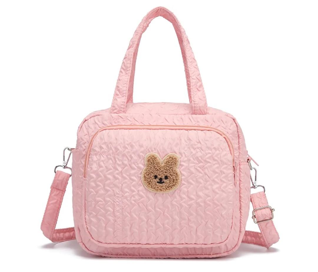 Small Diaper Bag Tote, Crossbody Diaper Bag Mini Purse with 8 Pockets, Travel Baby Bag for boys & Girls, 2 Insulated Pockets, Pink