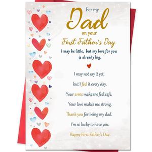7 x Beixian First Fathers Day Card for Dad from Baby, Sentimental New Dad Card Gift, For My Dad on Your First Fathers Day Card, Baby Love Keepsake Decoration for Father Husband, 5 x 7 Inch, Mix