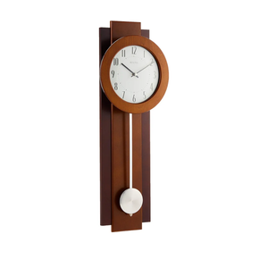 Bulova C3383 Avent Wall Clock | Two-Tone Wooden Case with Slow-Swing Pendulum | Arabic Numerals | Personalization Plate | 23.5" Height
