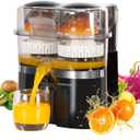 Dual-Head Electric Citrus Juicer, Lemon Squeezer with Power Cord and Cleaning Brush, 1-Button Automatic Juicer Machine for Orange, Lemon, Lime, Easy to Clean & Use, Built-in Cutter(Black)