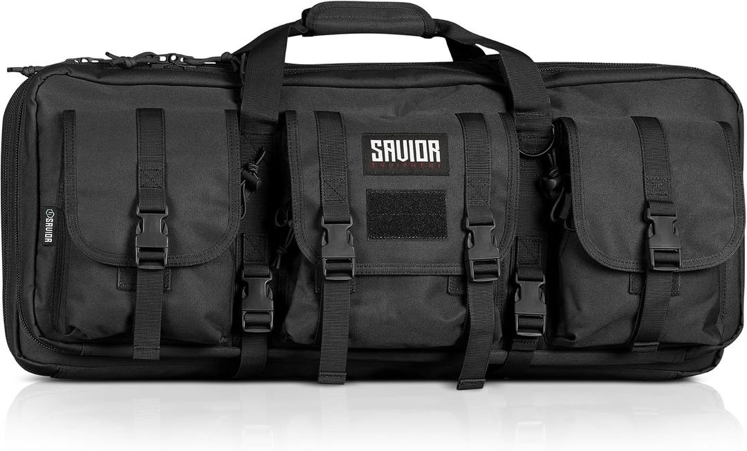 Savior Equipment American Classic Shorty Tactical Double Short Gun Case Pistol Bag, Spacious Front Pockets, Padded Shoulder Strap Included, 24" X 12" Double Rifle Case