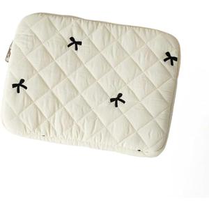 Cute Bow Tie Puffy Laptop Sleeve Coquette Carrying Laptop Bag Cover Y2K Preppy Tablet Liner Pouch Cottagecore Stuffs (15 inch,White)