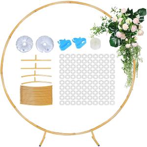 Balloon Arch Stand Kit, 7.2ft (2.2m) Metal Round Backdrop Stand Frame Set Gold Metal Balloon Circle Frame Big Size Backdrop for Wedding Baby Shower Birthday Photo Background Decoration