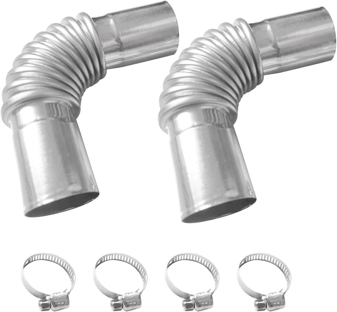 25mm Diesel Heater Exhaust Pipe Elbow Connector Parking Heater Exhaust Tip Elbow Connector Exhaust Port with Clamps Compatible with Eberspacher Webasto Diesel Heater (2 Sets)