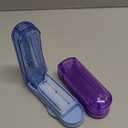 DUBSTAR 2PCS Pill Cutter Splitter for Small and Tiny Pills, Multiple Pill Cutters for Small or Large Pills, Adjustable Pill Splitter with Centering Device and Blade Guard (Purple+Blue)