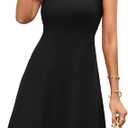 Herou Summer Beach Floral Dresses for Women A line Sleeveless Wide Strap High Waist Midi Tank Dress, Small Size