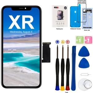 EFAITHFIX for iPhone XR LCD Screen Replacement 6.1 Inch Frame Assembly Display and 3D Touch Screen Digitizer with Repair Tools Kit for A1984/A2105/A2106/A2108 with Waterproof Adhesive Tempered Glass