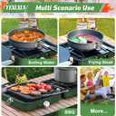 2-Burner Foldable Camping Stove with Griddle and Carrying Bag, Portable Propane Camp Stove with 2 Adjustable Burners & Piezo Ignition for Camping Tailgating Essentials Gear (Green)