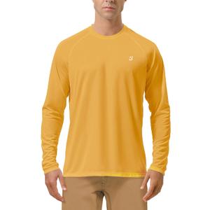Roadbox Mens UPF 50+ UV Sun Protection Shirts Outdoor Long Sleeve SPF Rash Guard for Fishing Hiking Swimming Running (Yellow, XXXL)