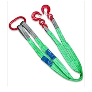 Two Leg Bridle Web Sling 5ft 4409lbs Lifting Slings Straps with G80 Alloy Steel Grab Hooks Polyester Webbing Purple Rigging Straps for Cargo Security Towing and Handling