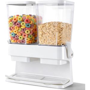 Cereal Dispenser Countertop 2 Pack, 3L Large Cereal Containers Storage Airtight for Kitchen Pantry, Dual Control Plastic Dry Food Dispenser for Cereal, Rice, Grains, Candy, Coffee Beans, 3 Liters