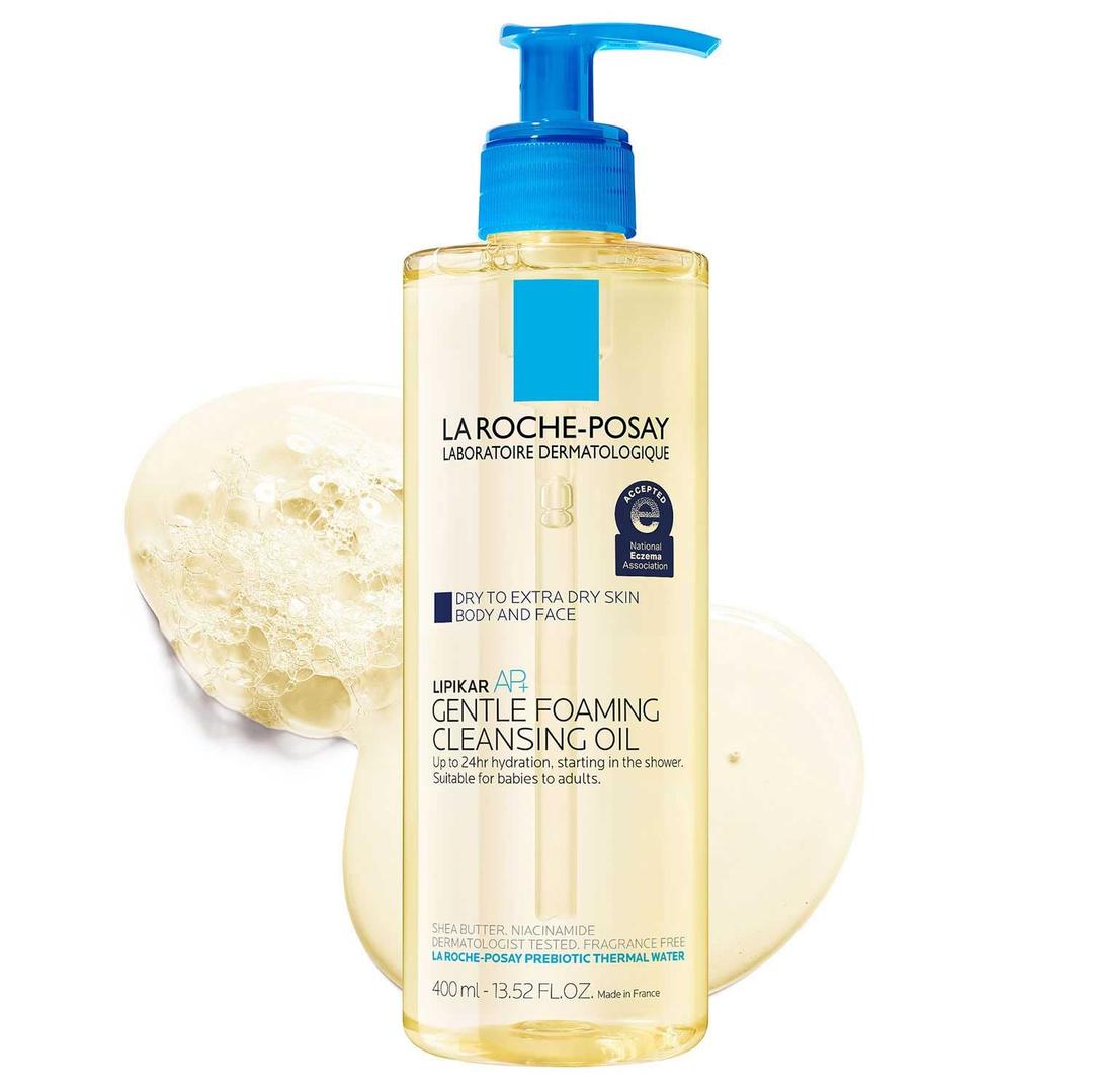 La Roche-Posay Lipikar AP+ Gentle Foaming Cleansing Oil, Gentle Oil Cleanser for Face and Body Formulated with Niacinamide, Long-Lasting 24-hour Hydration, Fragrance-Free & Soap Free (13.52 Fl Oz (Pack of 1))