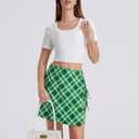 Auplus Womens Mini Skirt Basic Elastic Waist Casual Short Summer Skirts (Green, XXXL)