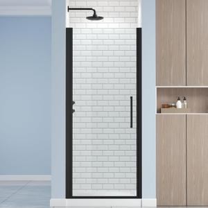 Frameless Pivot Shower Door 30.8-32" W X 72" H, 1/4" (6mm) Clear SGCC Tempered Glass, Hinged Pivot Swing Shower Door, Reversible Installation, Easy to Clean, Matte Black