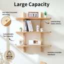 Wood Floating Shelves for Wall 28 inch x 32 inch 3-Tier Wall Mounted Floating Shelf Heavy Duty Solid Rubber Wood for Home Living Room, Coffee Bar, Book Storage, Kitchen Decor (1, Natural Wood)