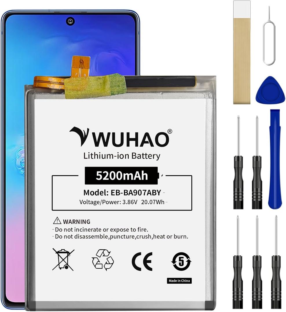 WUHAO for Galaxy A71 Battery, EB-BA907ABY Battery [Upgraded 5200mAh] for Samsung Galaxy A71 5G SM-A7160 SM-A716U SM-A716U1 with Repair Tool Kit