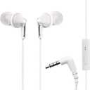 Panasonic ErgoFit Wired Earbuds With Microphone, 3.5mm Jack Wired Headphones with Mic and Call Controller, Ergonomic Custom-Fit Earpieces (S/M/L), for Phones and Laptops - RP-TCM125-W (White)