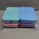 Canfanni 4 Pcs Bento Snack Box Containers, 4 Compartment Divided Stackable Food Storage Containers with Lids, Meal Prep Lunch Container with Sauce Cups